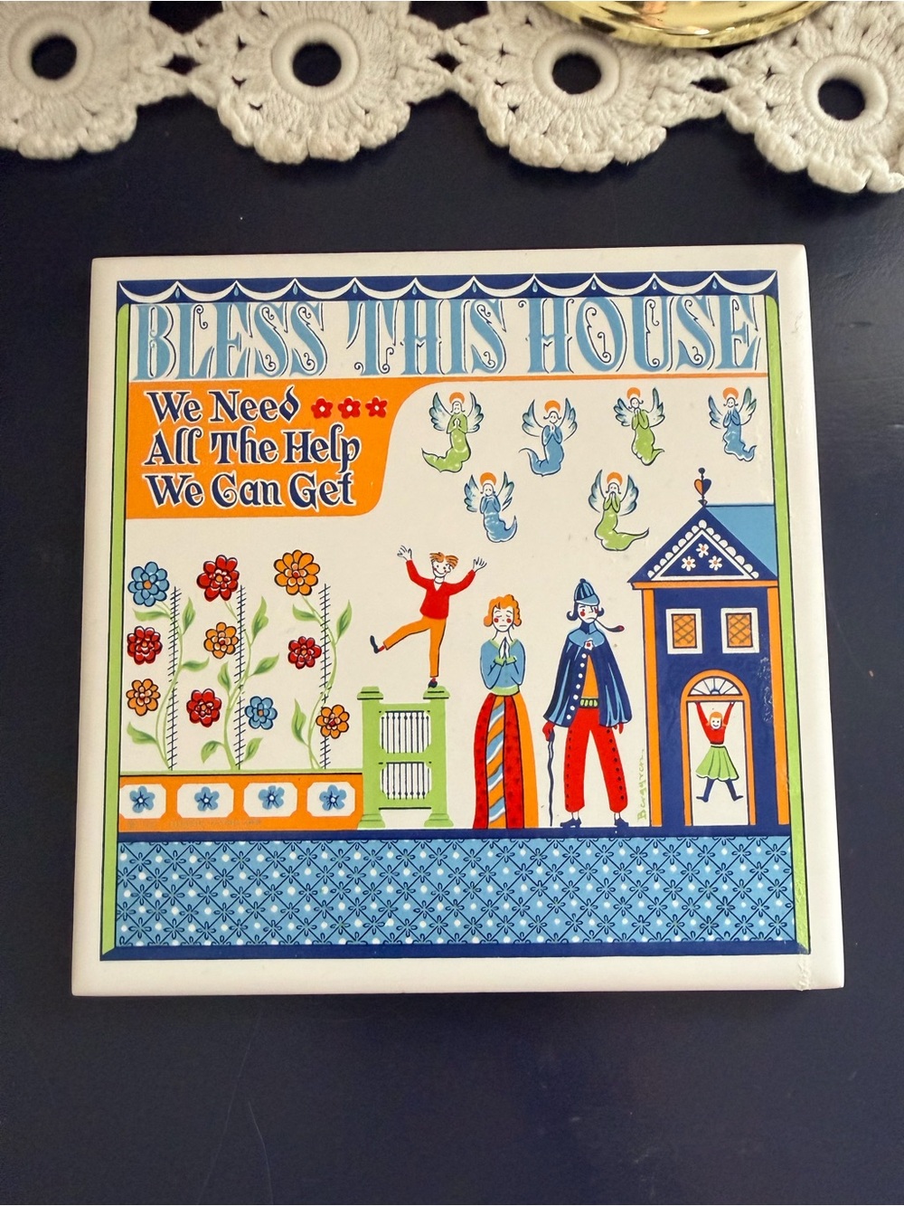 Bless This House Decorative Wall Tile - Multi-Color Home Wall Decor